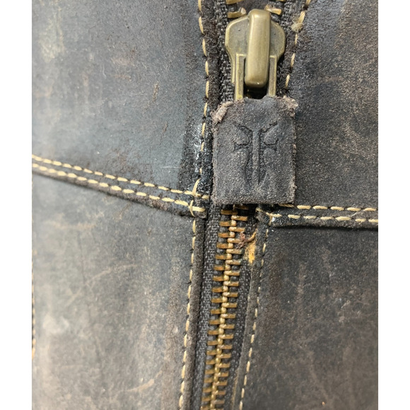 Frye Villager Lace Up Heeled Boots Women's Sz 6.5 Knee High Oiled Brown Leather - Picture 6 of 12